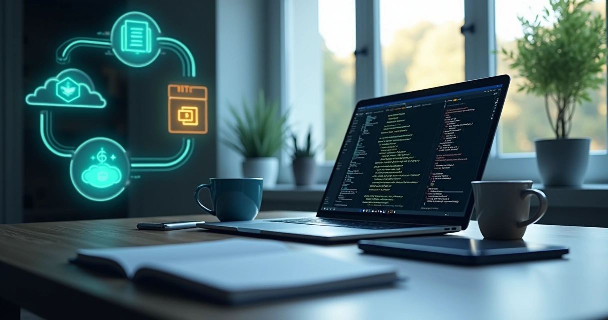 Interface de desenvolvedor .NET monitorando deploy contínuo na nuvem Azure com gráficos e código C# exibidos na tela do computador 