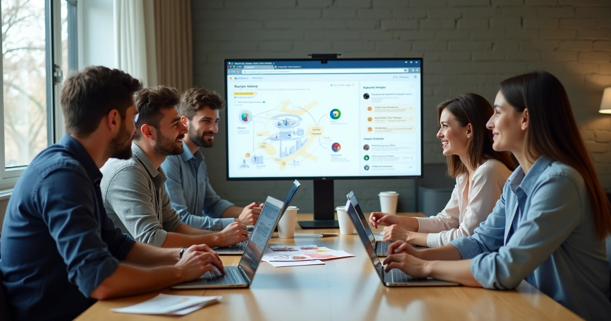 Equipe de desenvolvimento discutindo requisitos de PWA 