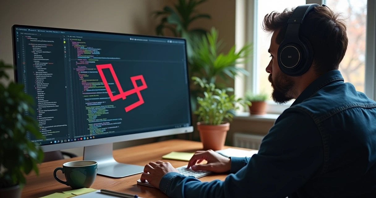 Developer coding a web app on a computer screen 