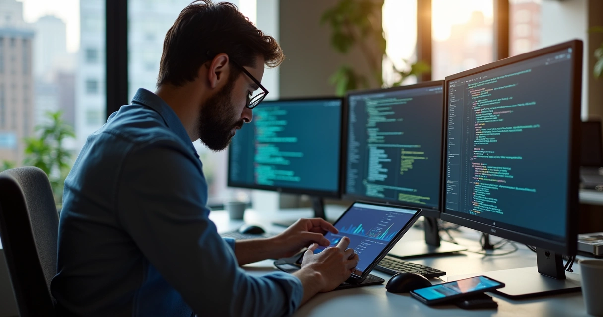 Developer testing app code on multiple devices 