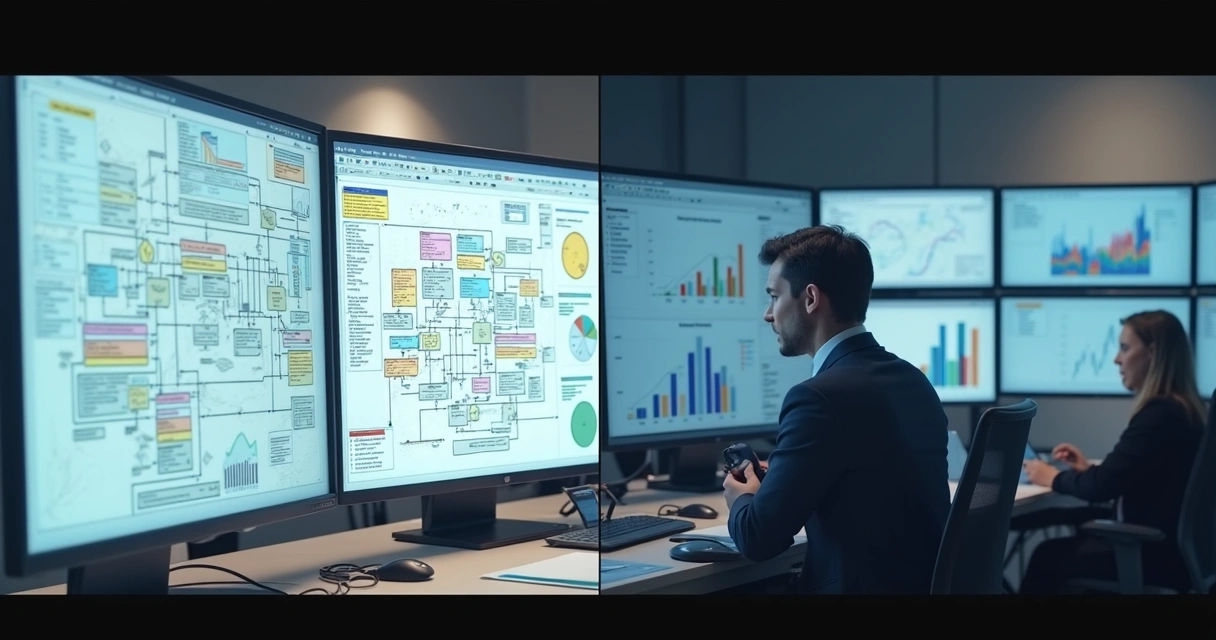 Representação de um diagnóstico de operação com mapas de processos e gráficos de impacto 