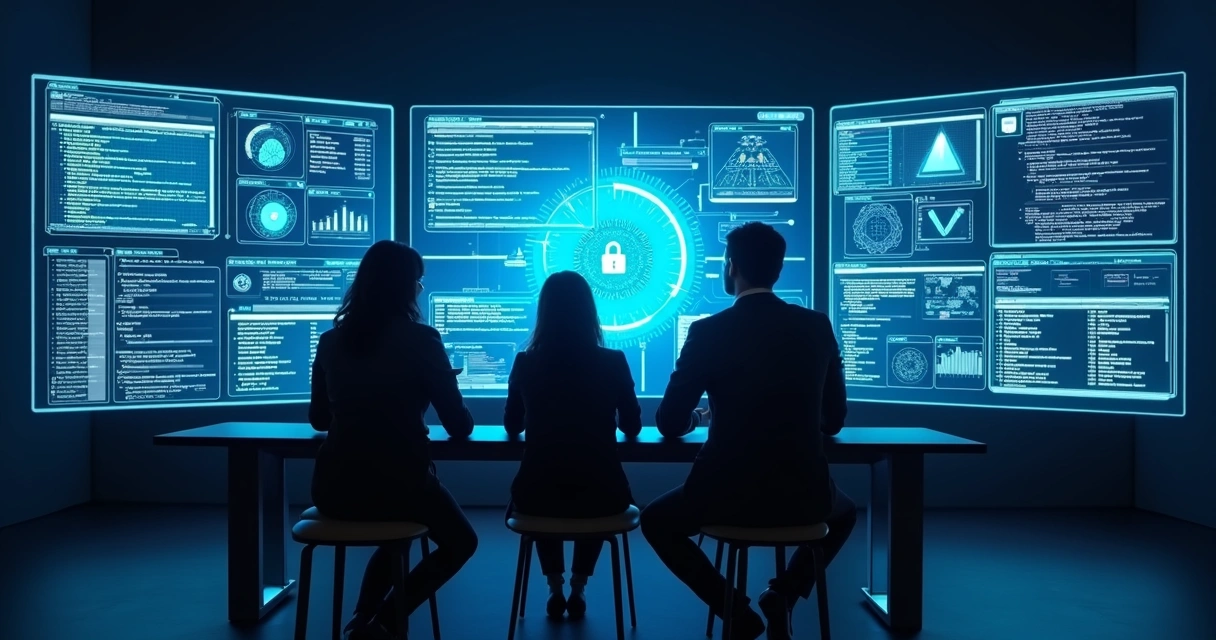 Equipe de tecnologia monitorando painéis de segurança em ambiente DevSecOps 