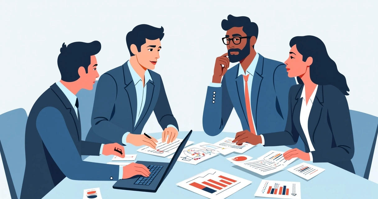 Equipe avaliando orçamento de comunicação na mesa 