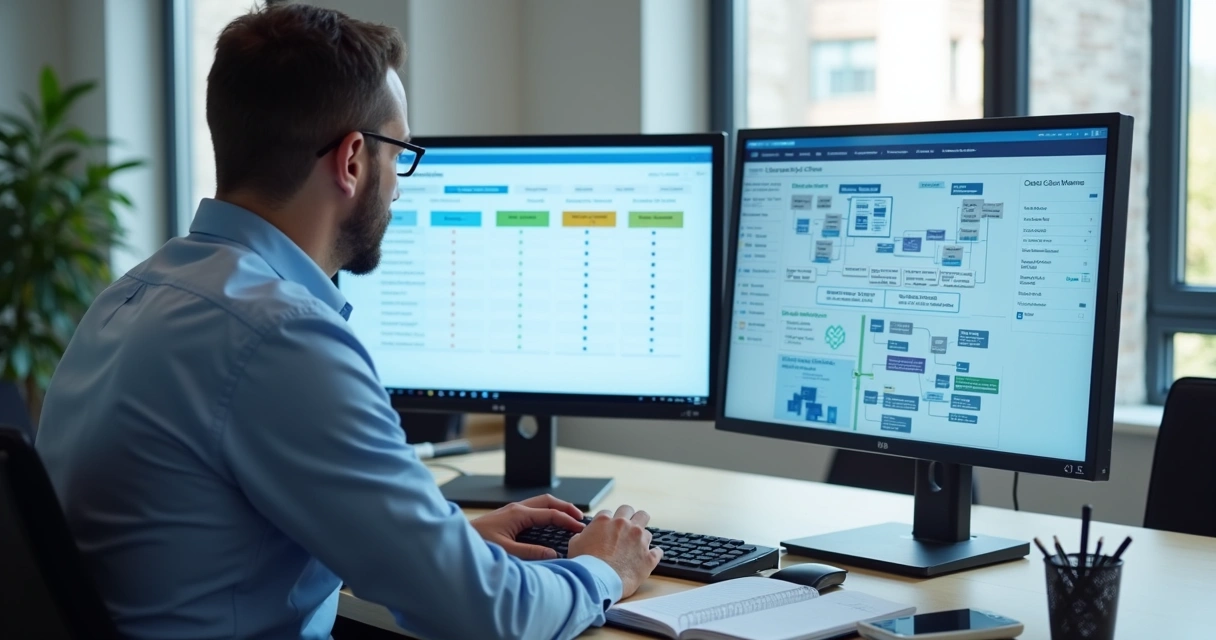 Gestor avaliando opções de CRM com diagnóstico de vendas