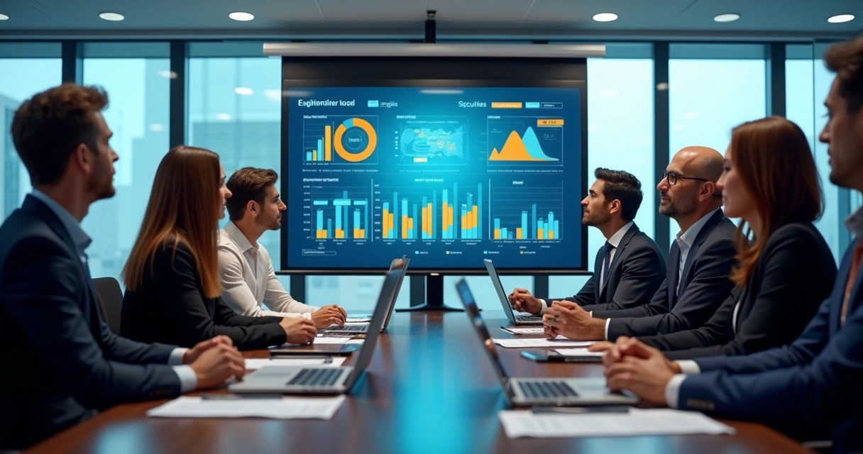 Profissionais analisando indicadores ESG em dashboards 