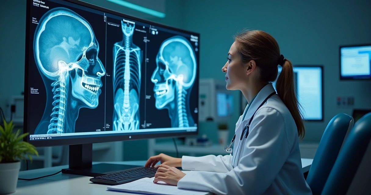 Médico analisando exame de imagem com auxílio de IA