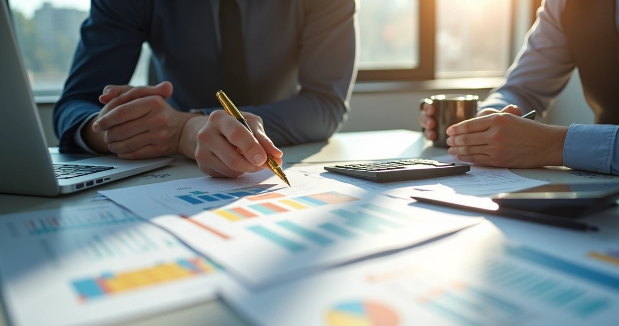 Relatório de diagnóstico financeiro sendo analisado na mesa de escritório