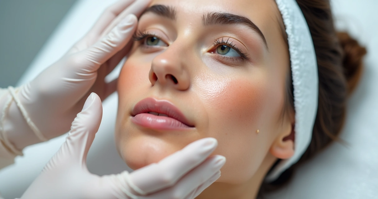 Diagnóstico clínico de melasma em rosto feminino 