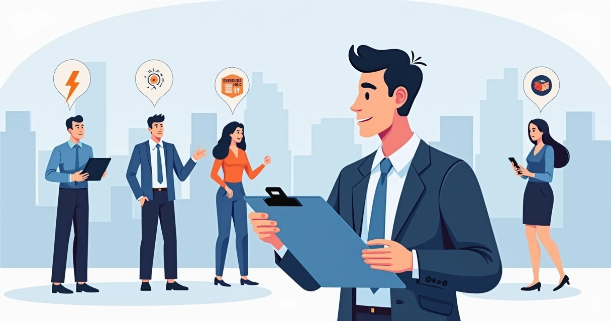 Líder observando uma equipe enquanto avalia entregas individuais 