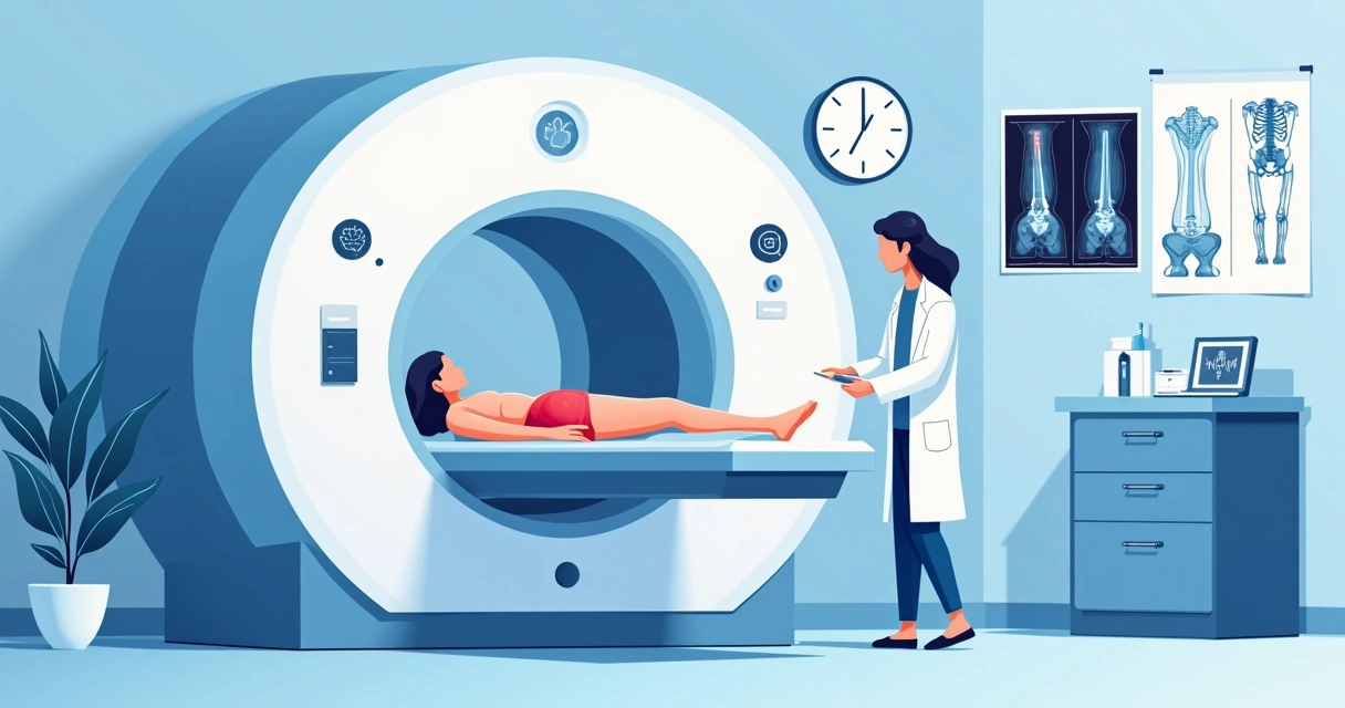 Abordagem clínica e terapêutica da osteomielite axial e apendicular 1 Exame de ressonância magnética mostrando infecção óssea em uma perna