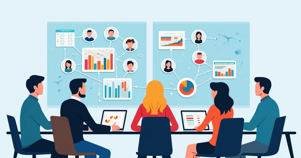 Equipe analisando gráficos e mapas de comunicação política em ambiente corporativo 