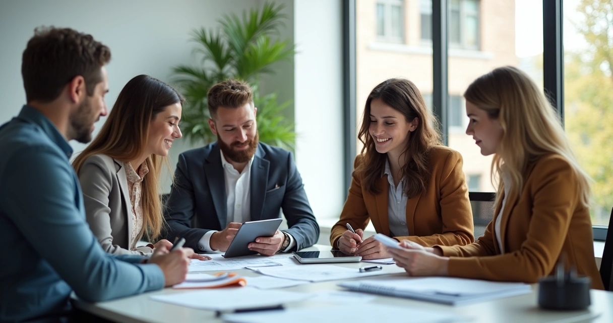 Equipe de vendas discutindo diagnóstico do cliente 