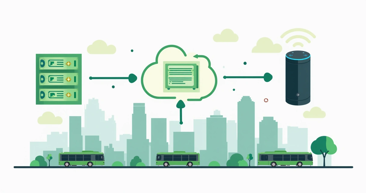 Fluxo do sistema de consulta de ônibus do backend até Alexa 