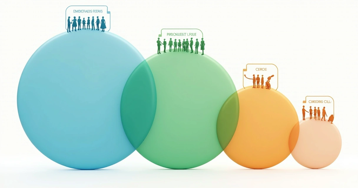 Diagrama de círculos concéntricos representando círculos de influencia