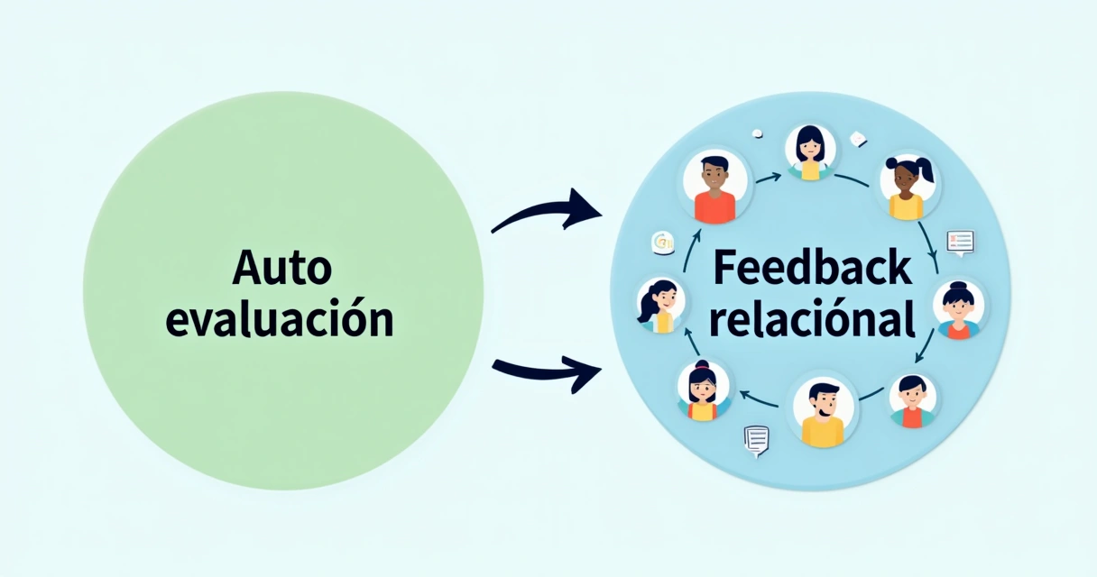 Ilustración de un diagrama simple de autoevaluación y feedback relacional 