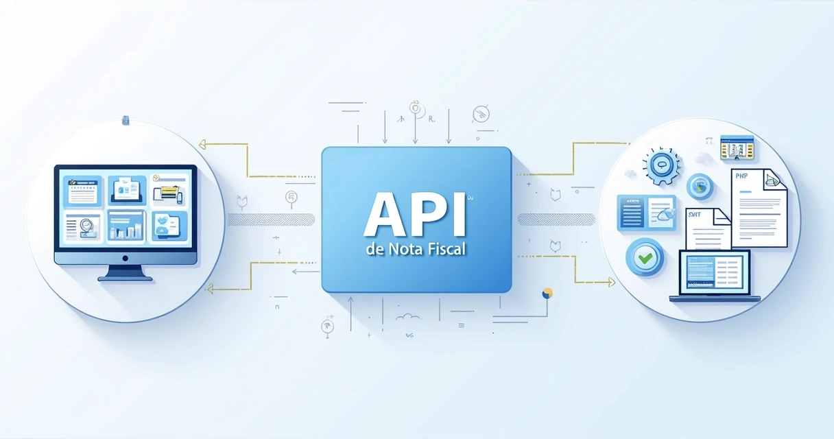 Diagrama de integração entre sistemas e API fiscal