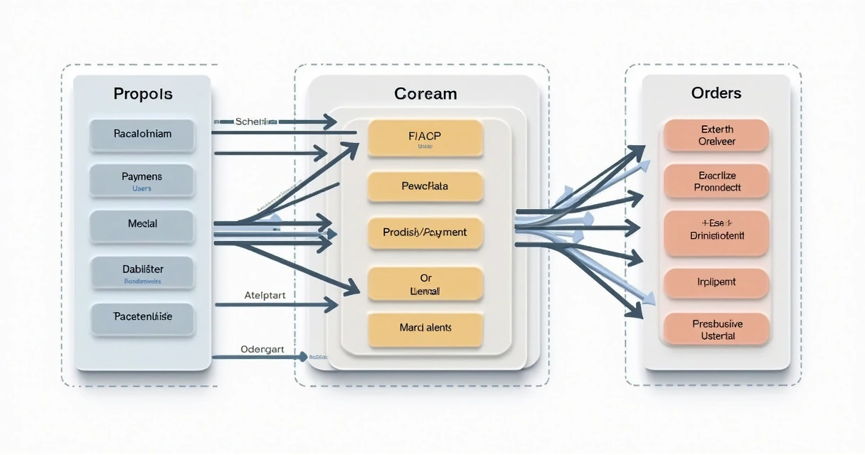 Diagrama modular de um monolito centralizado em domínio