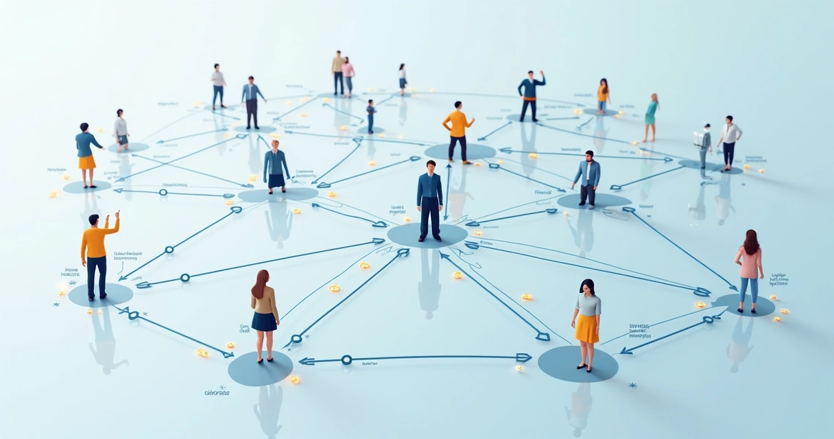 Diagrama de red mostrando conexiones informales entre miembros de un equipo de trabajo