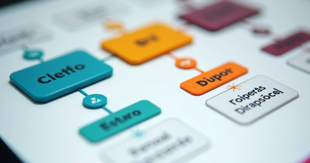 Diagrama digital simples com cores e legendas explicativas ao lado em português 