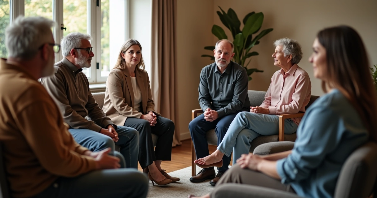 Personas sentadas en círculo participando en un diálogo comunitario 