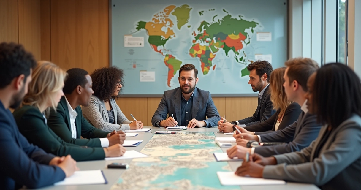 Reunião entre comunidade e indústria em sala de reuniões municipal