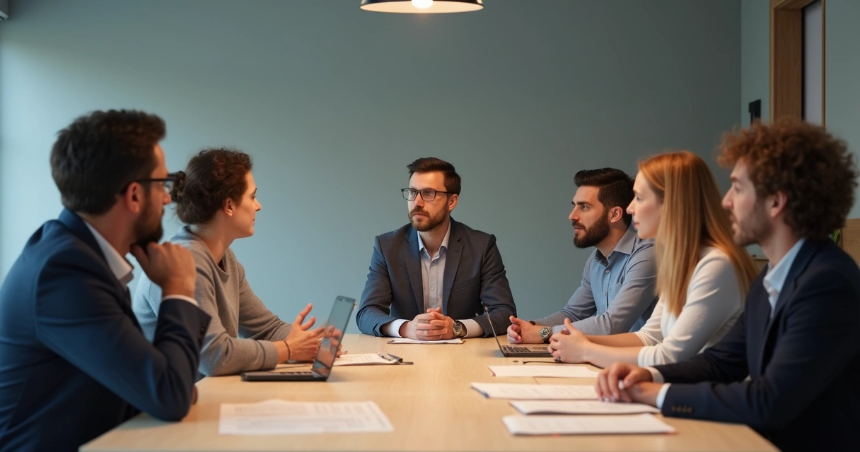 Colegas em uma reunião de trabalho conversando de forma respeitosa 