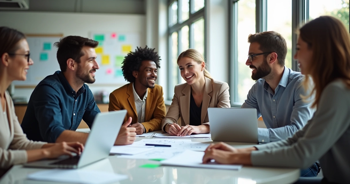 Equipe reunida em ambiente de trabalho discutindo ideias de forma aberta e respeitosa