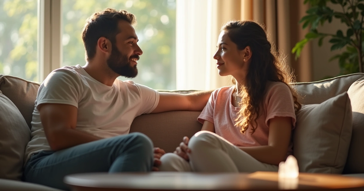 Pai e filha tendo conversa aberta e tranquila 