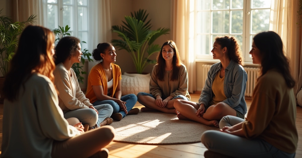 Grupo de pessoas sentadas em roda dialogando