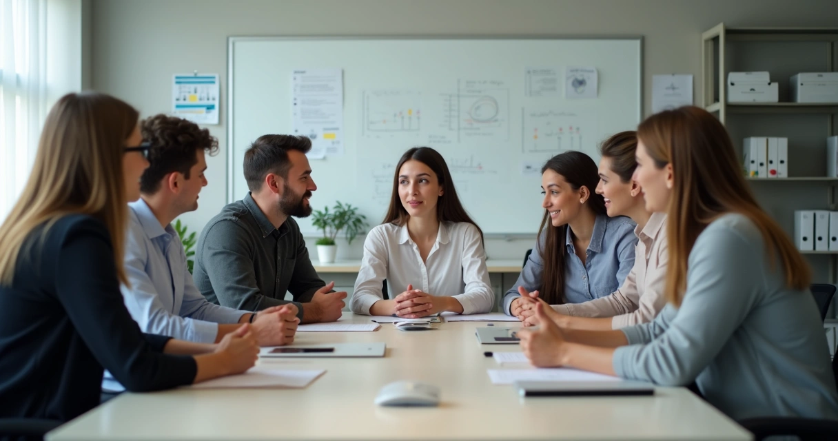 Conversación honesta entre un equipo de trabajo en una oficina 
