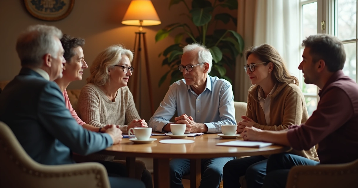 Personas conversando de manera empática en círculo 