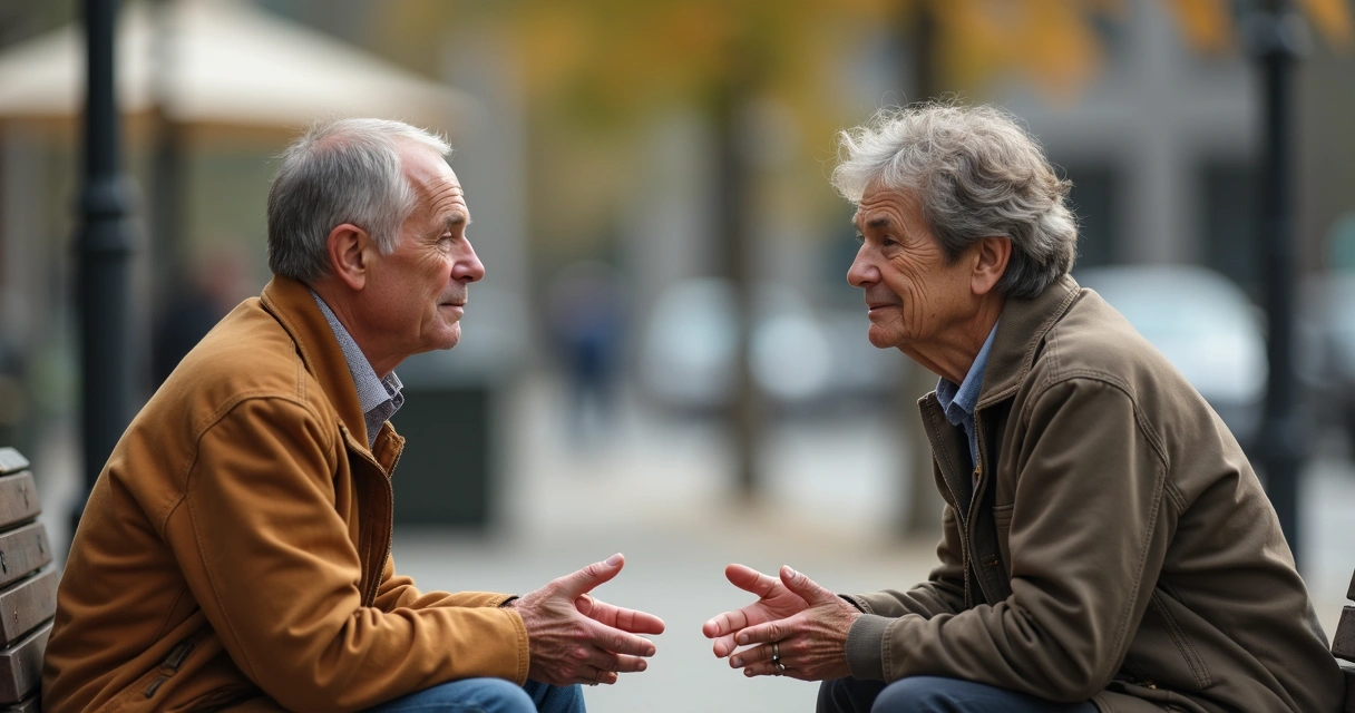 Dos personas conversando con postura abierta y escucha atenta 