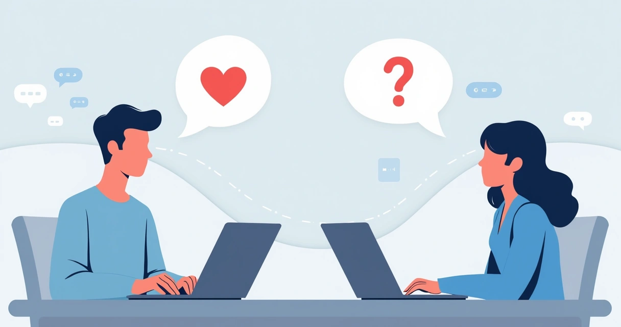 Dos personas debatiendo en redes sociales con respeto y atención