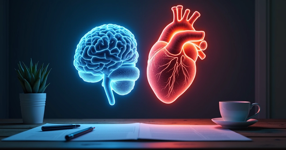 Conceito visual de diálogo entre emoção e razão 