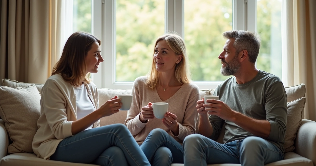Personas dialogando en ambiente equilibrado 