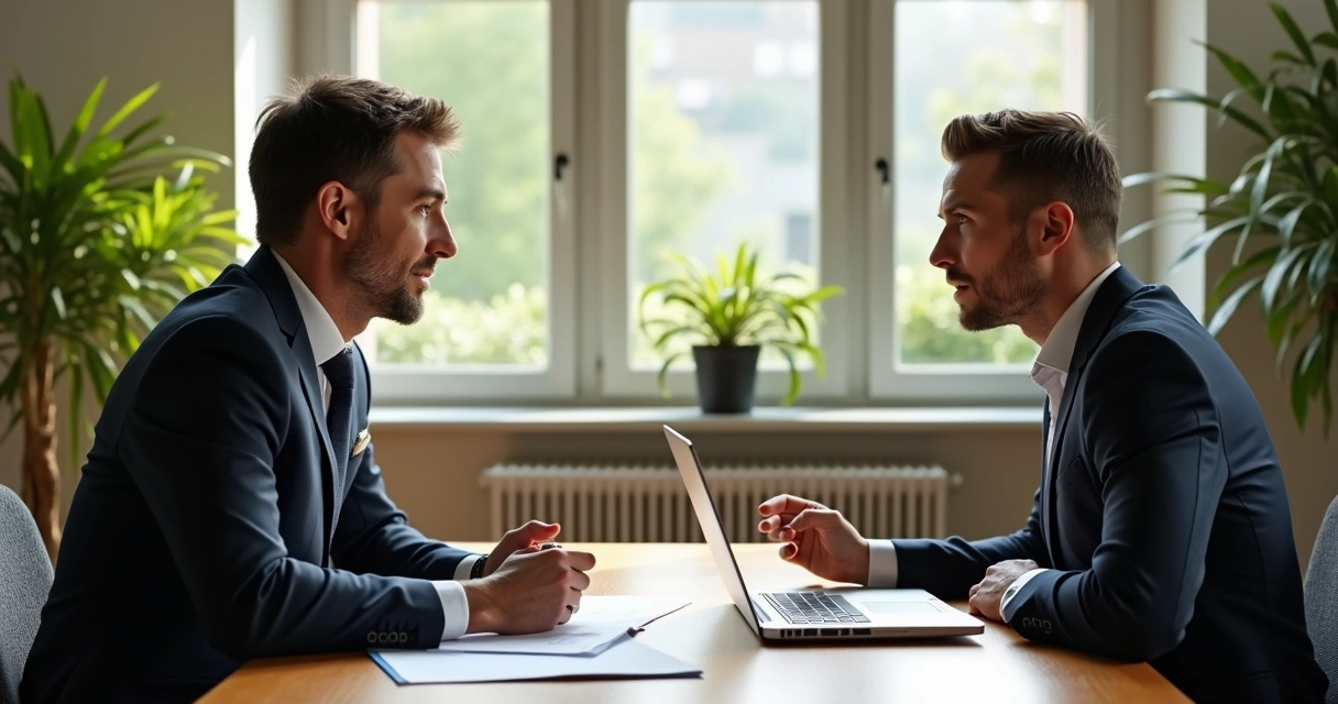 Dois líderes conversando de maneira ética 