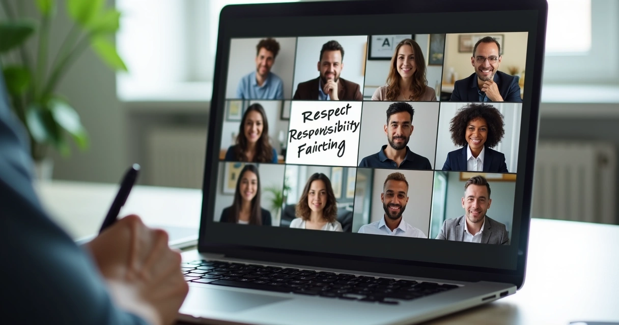 Reunión virtual sobre ética con equipo remoto 