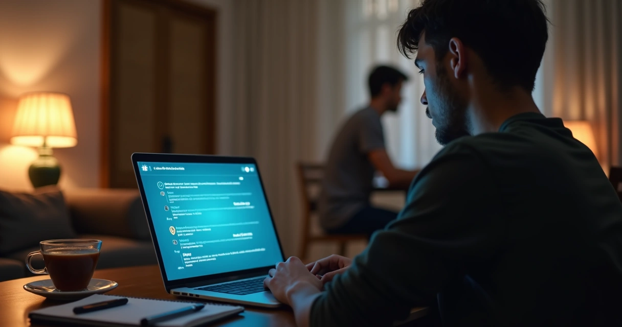 Pessoa diante de tela com interface de IA e outra pessoa ao fundo