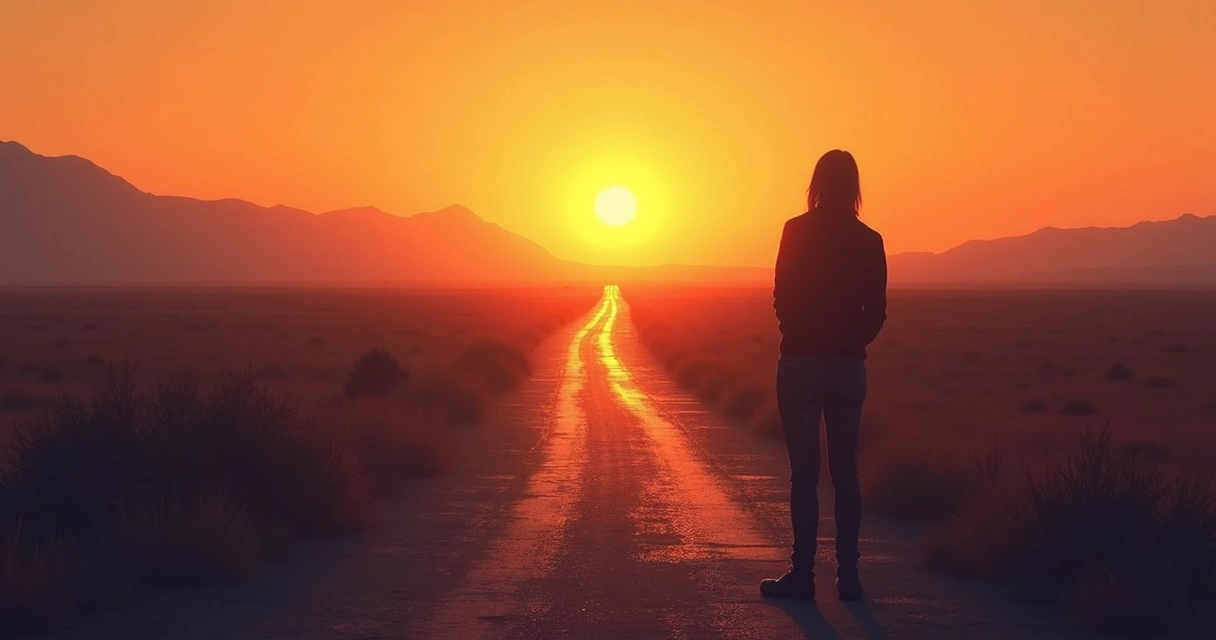 Silhueta de pessoa diante de dois caminhos divergentes ao pôr do sol, simbolizando decisões em situações críticas. 