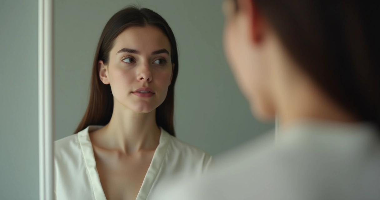 Persona mirando su reflejo para ilustrar diálogo interno