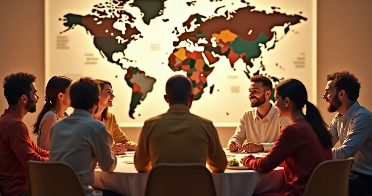 Diálogo multicultural entre pessoas de diferentes origens 