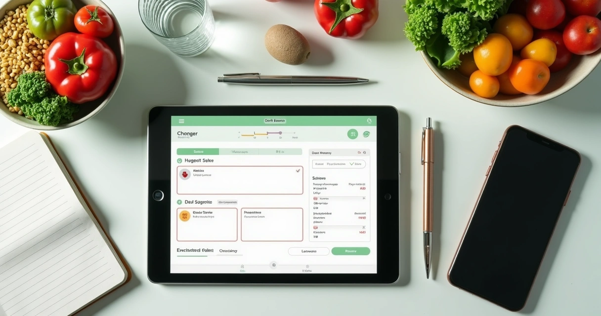 Diário alimentar digital com escala de fome e refeição saudável