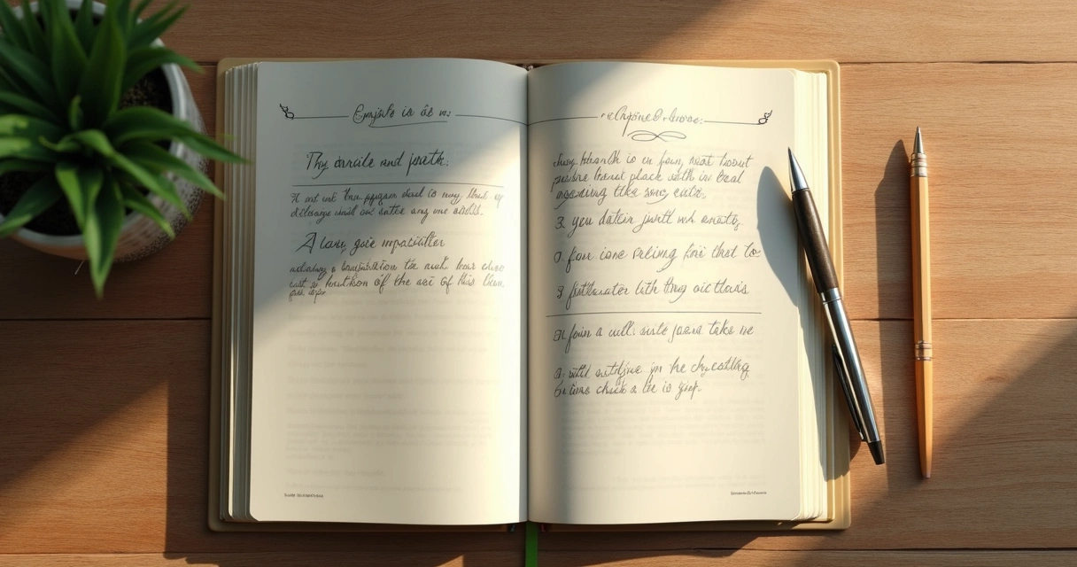 Cuaderno abierto con notas breves sobre emociones y reflexión diaria 