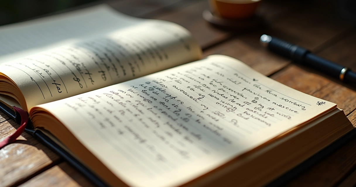 Diário de autoconhecimento aberto com caneta ao lado 