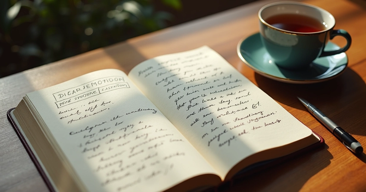 Diario con apuntes sobre emociones y autoconocimiento 