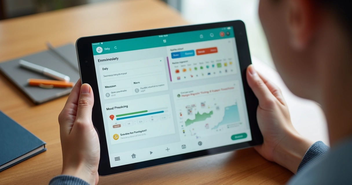 Tela de diário digital para paciente de psicoterapia