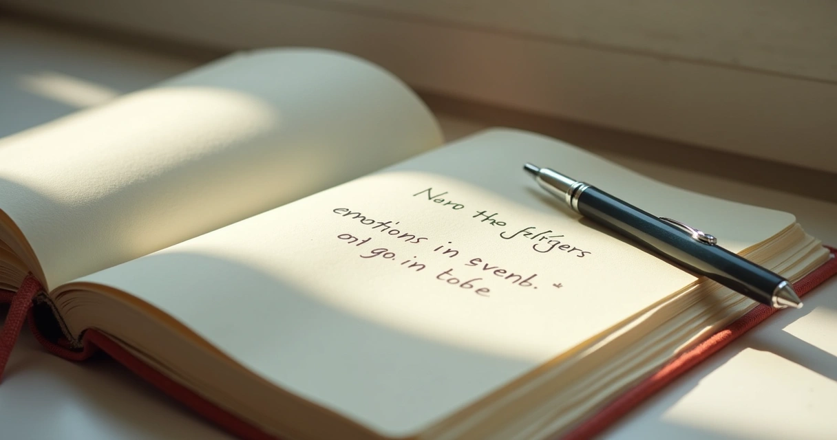 Caderno aberto com caneta ao lado e anotações manuscritas 