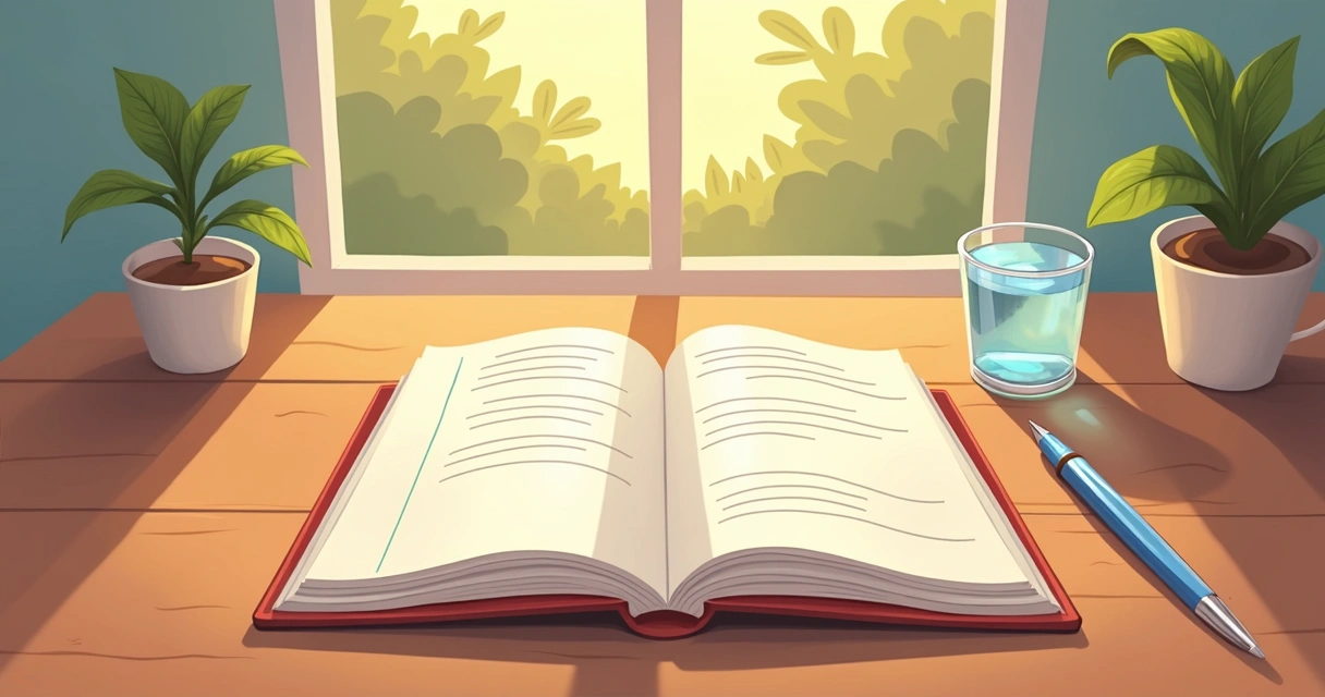 Caderno de gratidão sobre uma mesa pela manhã 