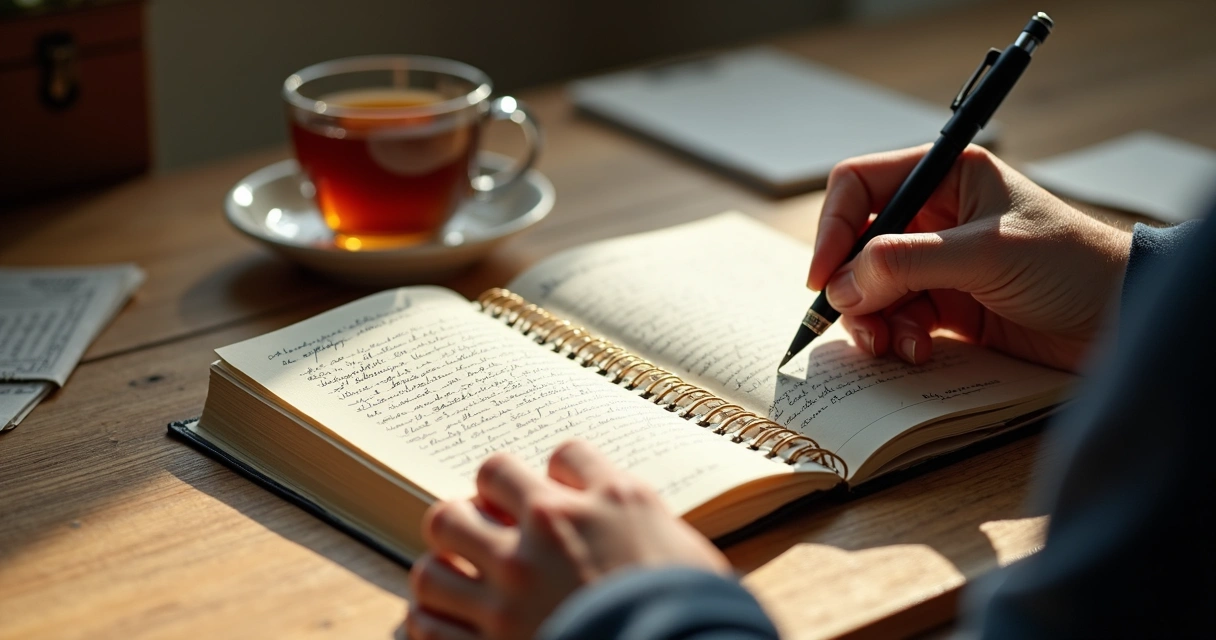 Persona escribiendo reflexiones en un diario