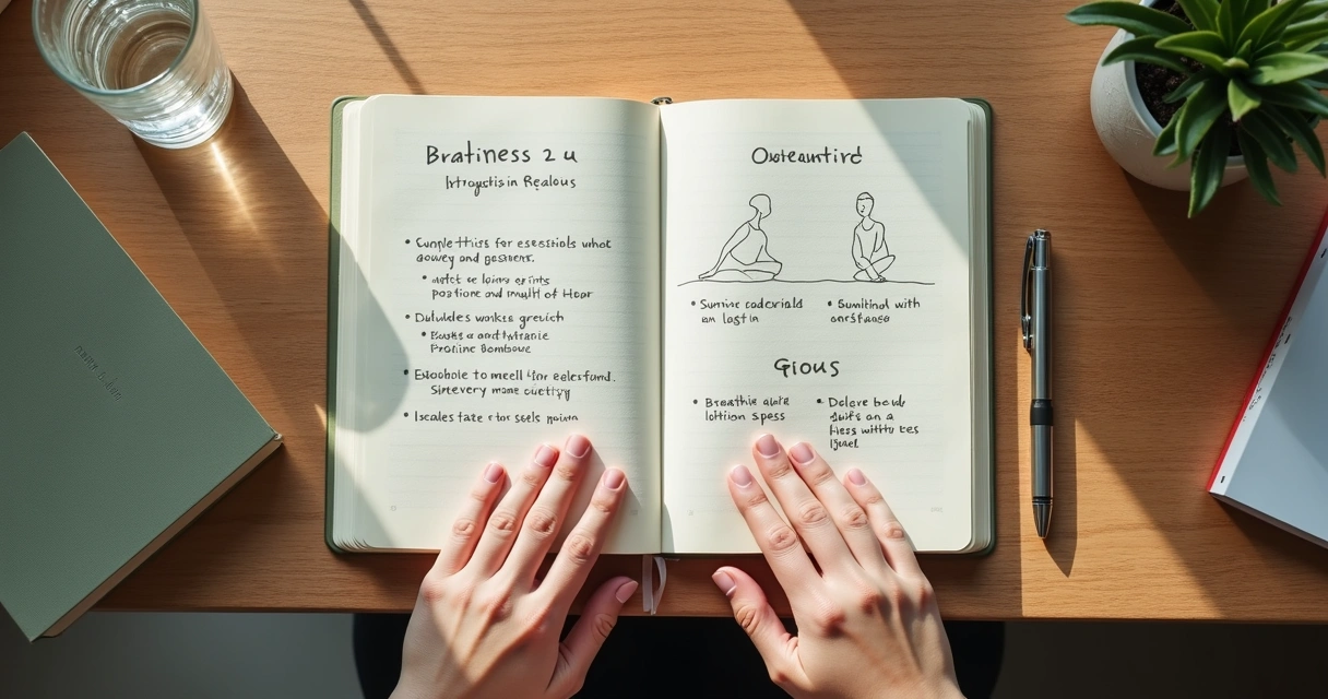 Cuaderno abierto con notas sobre emociones y conciencia corporal